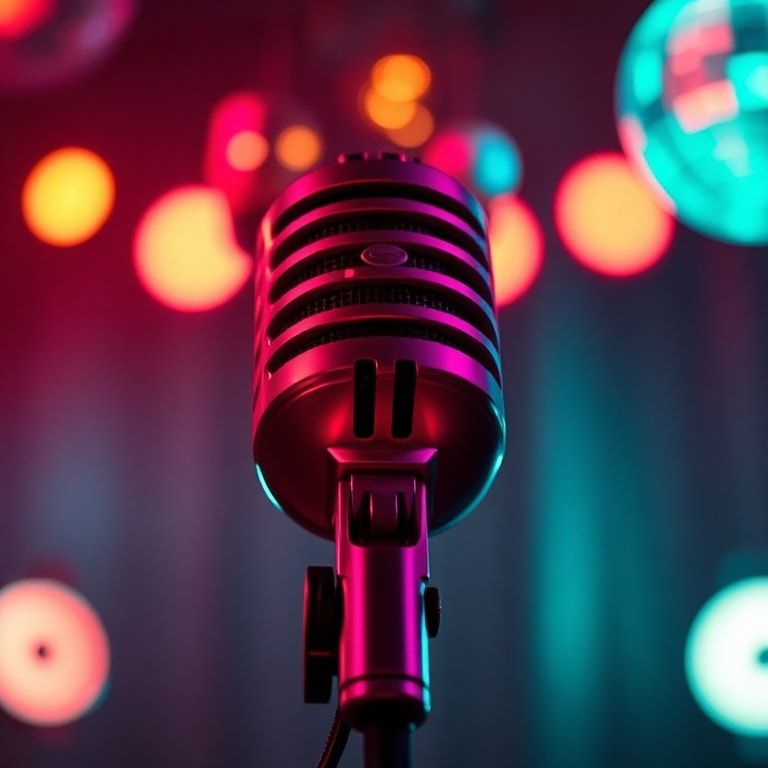 Person singing with headphones